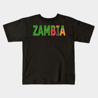 Zambia Text in Colors of the Zambian Flag Kids T-Shirt